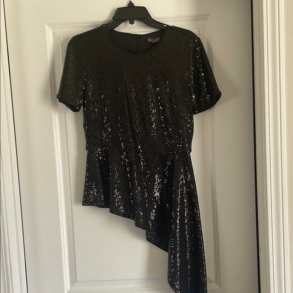 Vince Camuto Shimmering Black Asymmetrical Dress